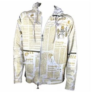 John Galliano Newspaper Print White Hoodie size XL